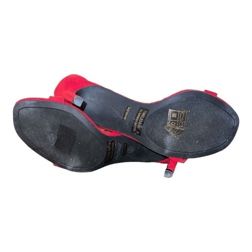 Anne Michelle Red Sandal Heels with Sparkly Ankle Strap - Picture 6 of 6